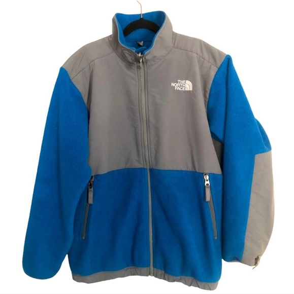 The North Face Denali Polartec Fleece Full Zip Jacket Boys Size Large Blue Gray - Picture 1 of 5